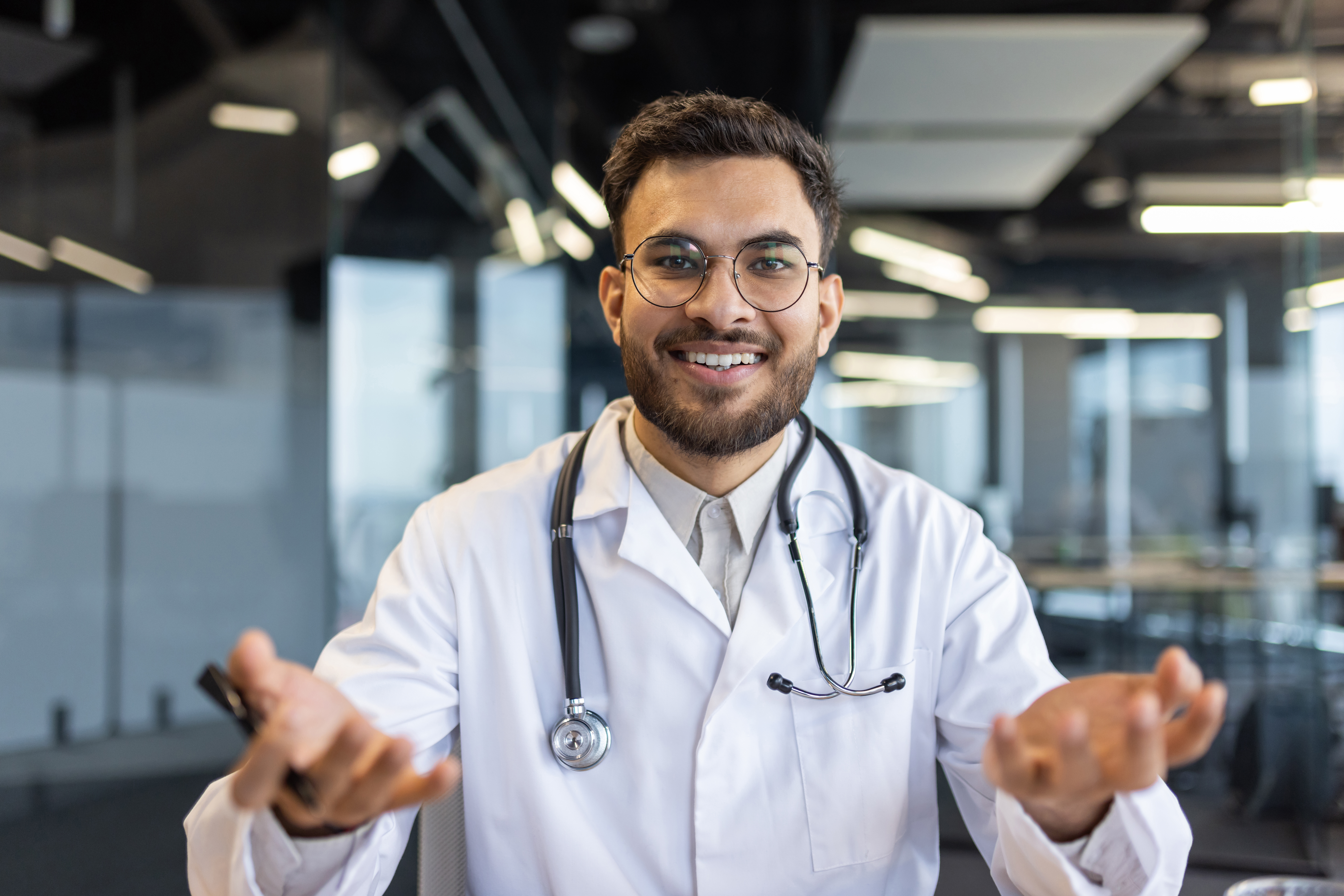 Doctor engaging in a video call